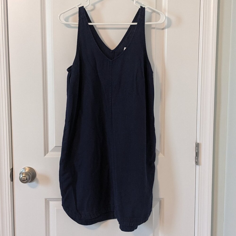 Old Navy V-Neck Linen Blend Navy Mini Dress - Size Small